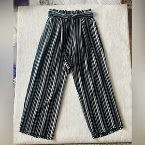 Black and White Vertical Stripe Wide Leg Pants